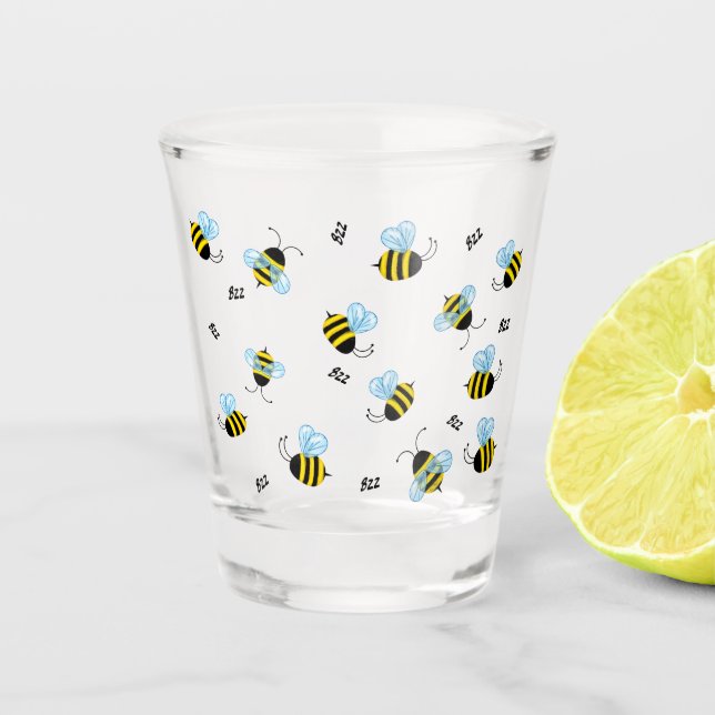 Copo De Shot Bumble Bees Abelhas de mel Ocupadas (Frente)