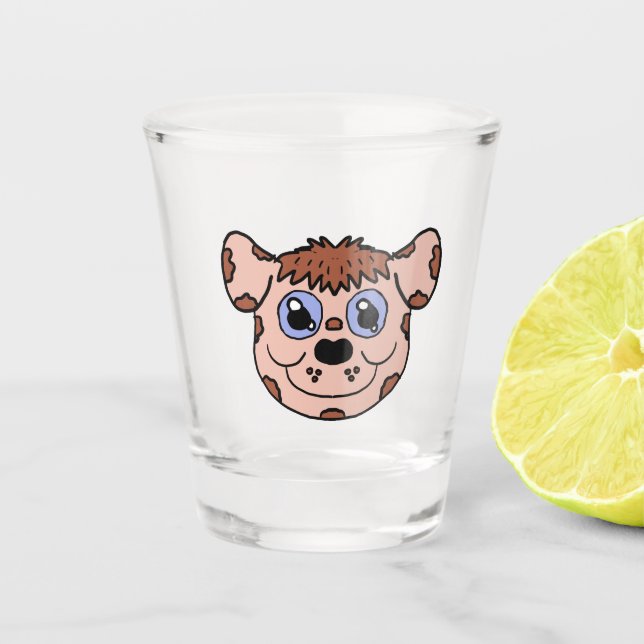 Copo De Shot Cabeça de cachorrinho de desenho animado (Frente)