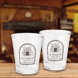 Copo De Shot Cabina da família Madeira rustica Decor personaliz