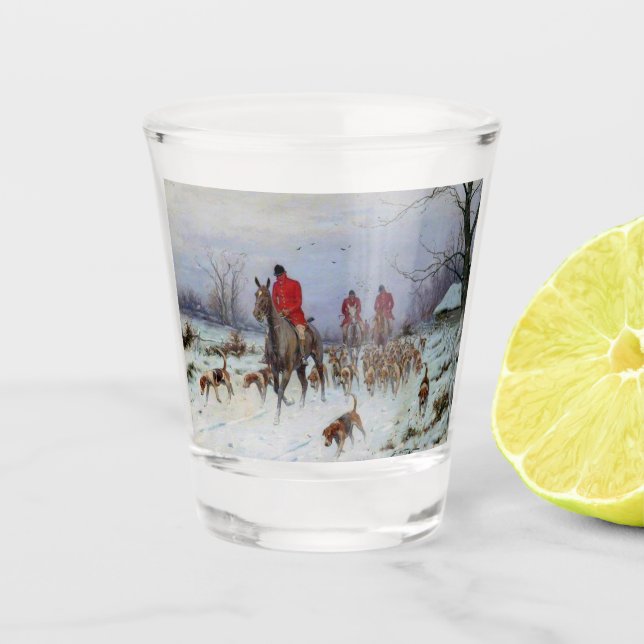 Copo De Shot Caça à Raposa Caçadores e Cães Voltando para Casa (Frente)