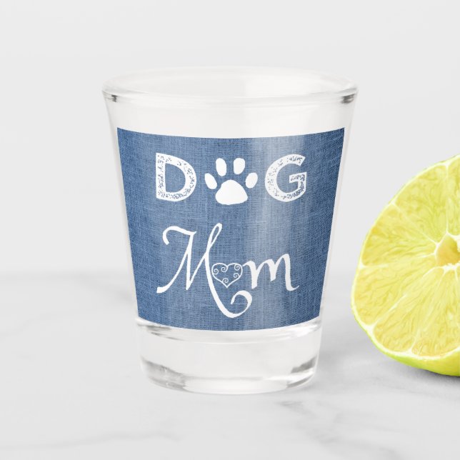 Copo De Shot Cachorro Azul Mãe Vidro (Frente)