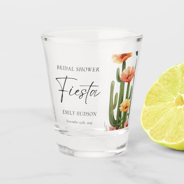 Copo De Shot Cactus Fiesta Floral Chá de Noiva (Frente)