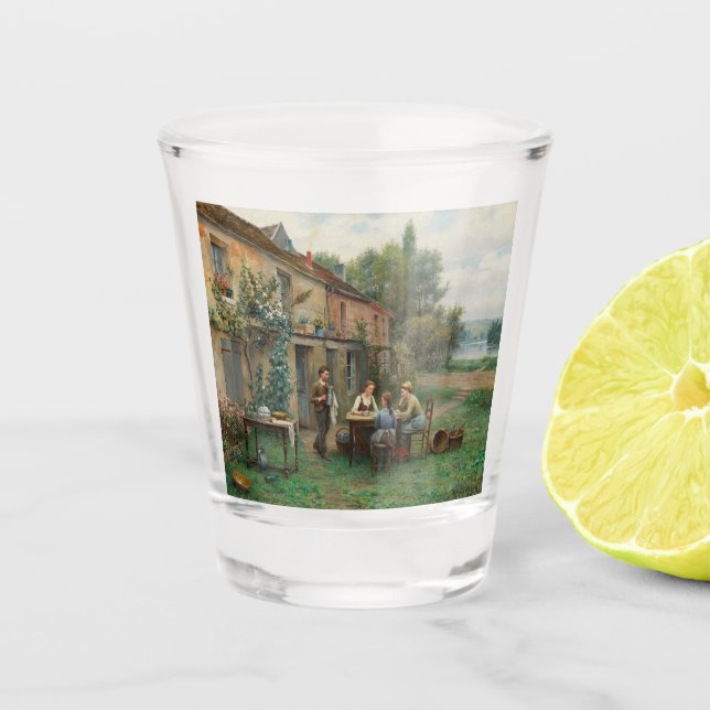 Copo De Shot Café bebendo no Jardim (Paisagem Francesa) (Frente)
