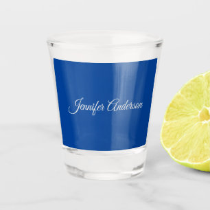 Copo De Shot Caligrafia Chic Elegante Azul Profundo Personaliza