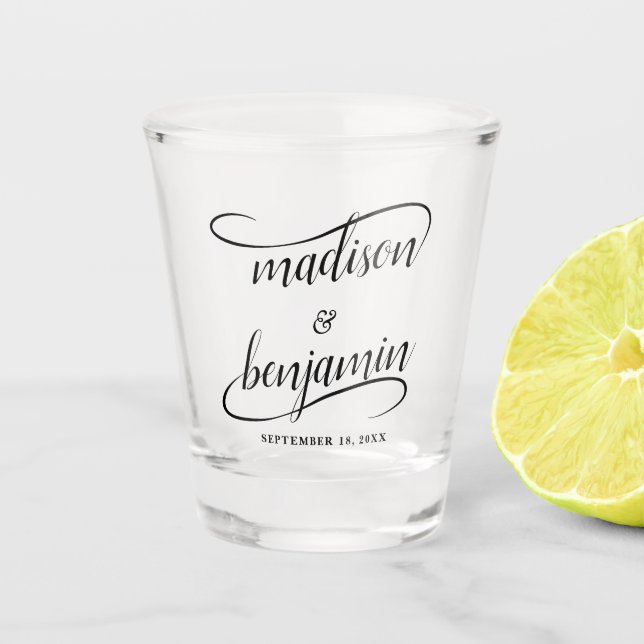 Copo De Shot Caligrafia de Swash Manuscrito e Noiva (Frente)