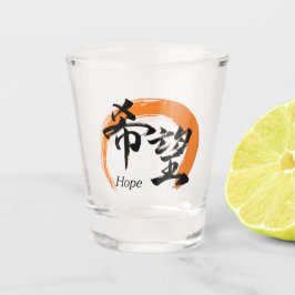 Copo De Shot Caligrafia Japonesa Kanji Kibo/Esperança