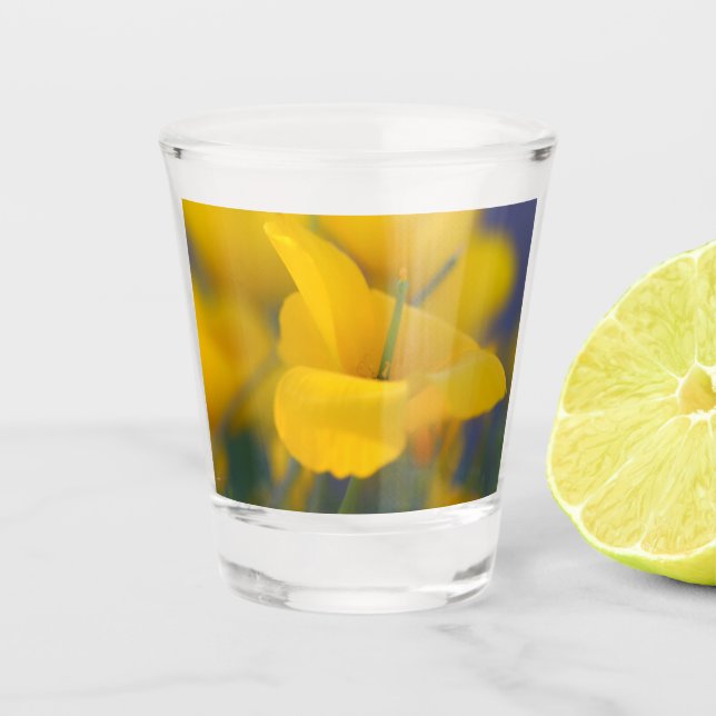 Copo De Shot Campo de papoulas em flor (Frente)