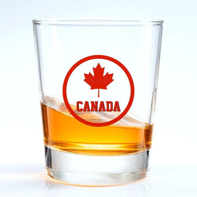 Copo De Shot Canadá Red & White Canada Flag (canada canadian flag maple leaf circle shot glass)