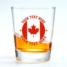 Copo De Shot Canadá Red & White Text Round Canada Flag