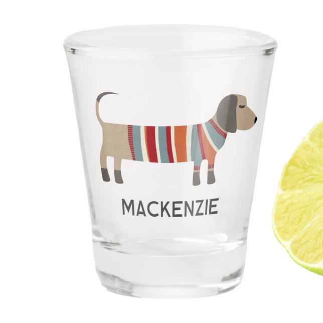 Copo De Shot Canino de Salsicha de Dachshund Personalizado (Fun Dachshund Sausage Dog Wiener Dog personalized shot glass)