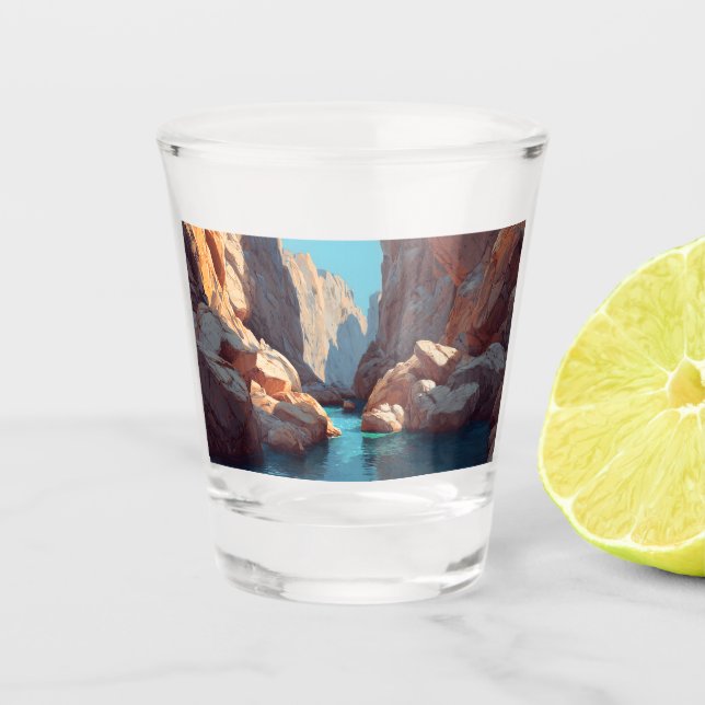 Copo De Shot Cânion com ilustração de rio (Frente)