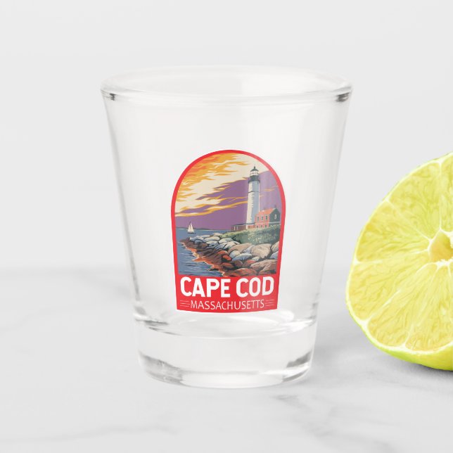 Copo De Shot Cape Cod Massachusetts Emblema de Arte de Viagem (Frente)