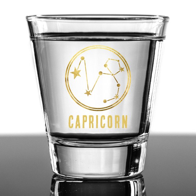 Copo De Shot Capricórnio Símbolo Zodíaco Astrologia Horoscópio  (gold capricorn zodiac sign shot glass)