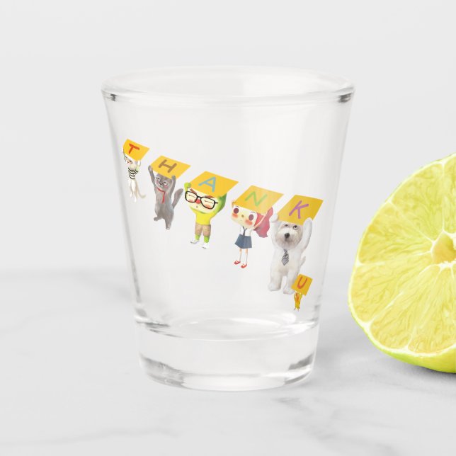 Copo De Shot Caracteres de agradecimento (Frente)