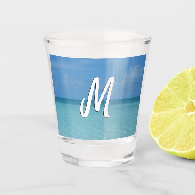 Copo De Shot Caribe Horizonte Turquesa Tropical Azul (Frente)