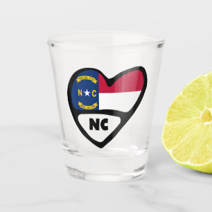Copo De Shot Carolina do Norte, Bandeira do Estado NC em Coraçã