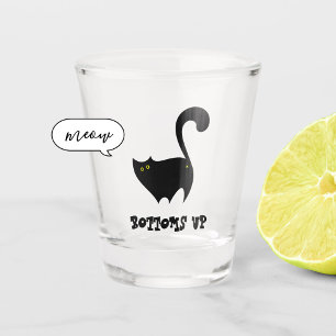 Copo De Shot Cartografia de Gatinho Engraçado de Gato Negro