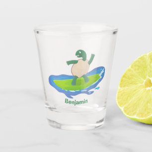 Copo De Shot Cartografia de surf de tartaruga engraçada
