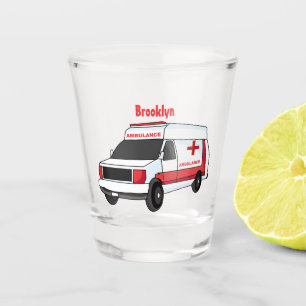 Copo De Shot Cartoon de ambulância vermelha
