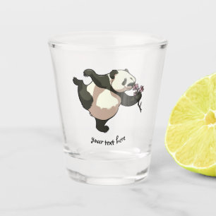 Copo De Shot Cartoon de Flores de Flor de Flor de Panda Feliz