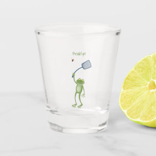Copo De Shot Cartoon de mosca verde-sapo engraçado