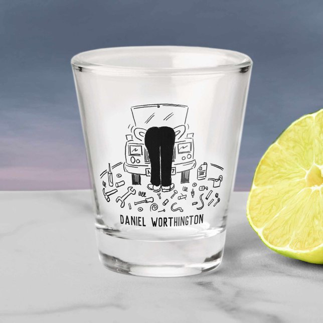 Copo De Shot Cartoon de reparo e serviço de carro. (Criador carregado)