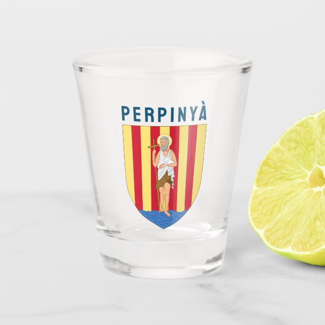 Copo De Shot Casaco de Armas de Perpignan, FRANÇA (Frente)
