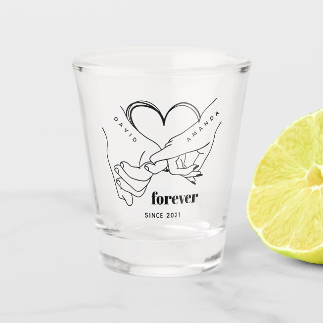Copo De Shot Casal com o nome de Ideia de Presente de Aniversár (Frente)