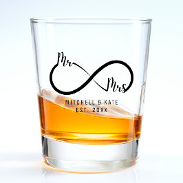 Copo De Shot Casamento com Símbolo do Infinito Sr. e Sra.