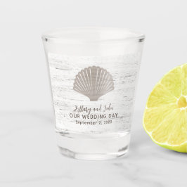 Copo De Shot Casamento com Tema de Praia Grão de Madeira