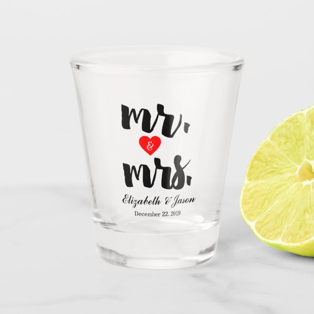 Copo De Shot Casamento da Sra. Elegant Black White (Frente)