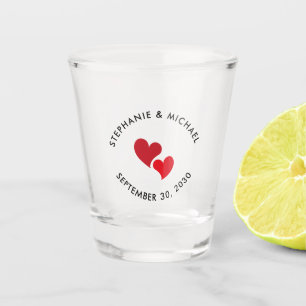 Copo De Shot Casamento de Corações Personalizados