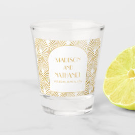 Copo De Shot Casamento de Deco Geométrico Dourado Elegante