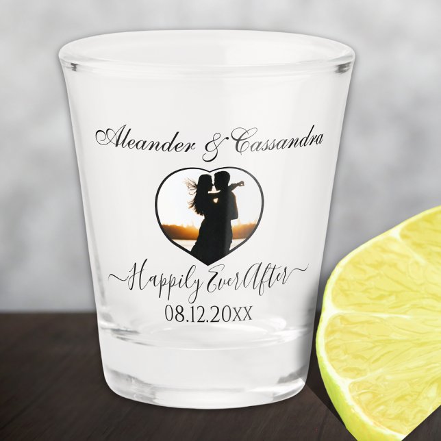 Copo De Shot Casamento de fotos do Coração Moderno Elegante (Criador carregado)