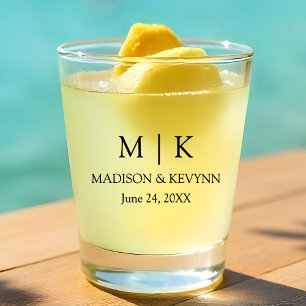 Copo De Shot Casamento de Monograma Minimalista Moderno