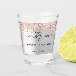 Copo De Shot Casamento de ouro de rosa de prata da nova Sra. We