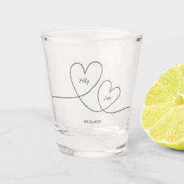 Copo De Shot Casamento de Script de Caligrafia Moderna do Coraç