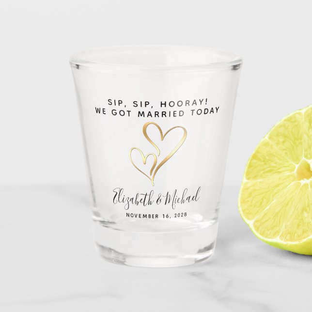 Copo De Shot Casamento Favor Sip Hooray (Frente)