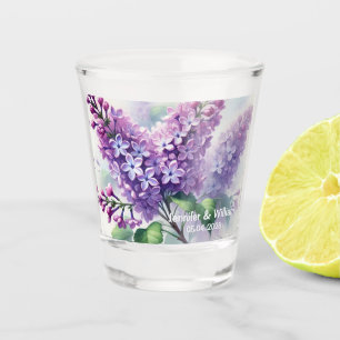 Copo De Shot Casamento Floral de Aquarelas Lilac Fllowers