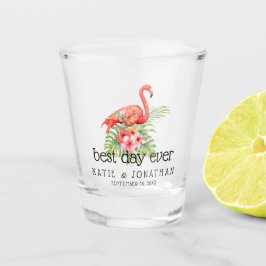 Copo De Shot Casamento Floral Tropical Flamingo Melhor Dia de T