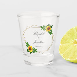 Copo De Shot Casamento Geométrico de Girassol