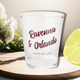 Copo De Shot Casamento Listrado com Bege Desbotado e Borgonha R