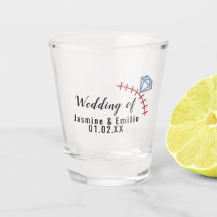 Copo de Shot Casamento Logotipo Casal Beisebol
