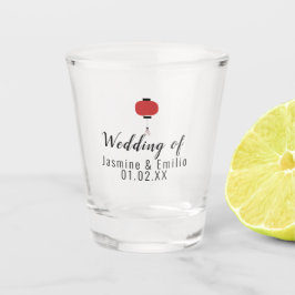 Copo De Shot Casamento Logotipo Lanterna Asiática Nome do Casal