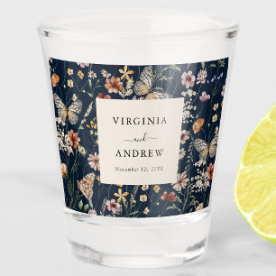 Copo De Shot Casamento marinho Blue Boho Wildflower