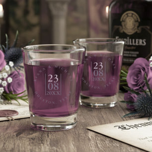 Copo De Shot Casamento Minimalista Data Mauve ID889