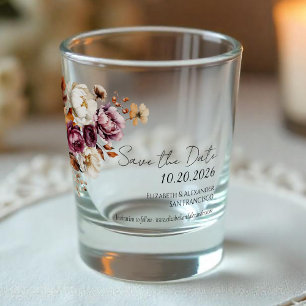 Copo De Shot Casamento outono de Arca Floral Burgundy