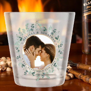 Copo De Shot Casamento Personalizado de Foto Eucalyptus Greener