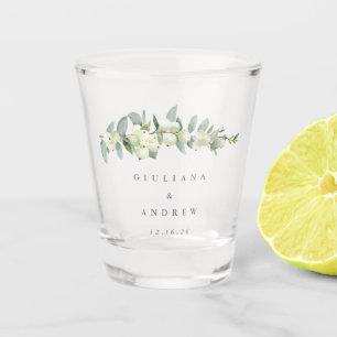 Copo De Shot Casamento Personalizado de Snowberry & Eucalipto