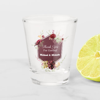 Copo De Shot Casamento Rustic Brown Flowers Obrigado A Favor